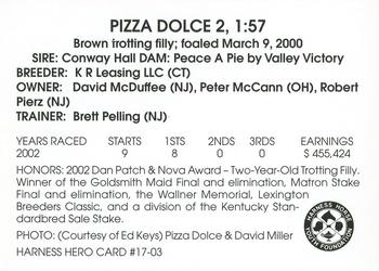 2003 Harness Heroes #17-03 Pizza Dolce Back